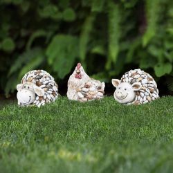 20"L Pebble Farm Animal Statuary -Assorted Tray Pack of 12