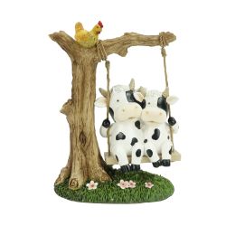 Alpine Corporation Cows on a Swing Decor 7"L x 4"W x 10"H