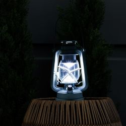 Alpine Corporation Indoor/Outdoor White Hurricane Lantern with Cool White LED Lights