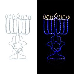 Alpine Corporation Hanukkah Menorah Decoration with Blue and White LED Lights
