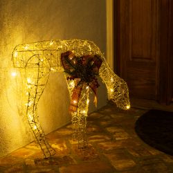 Gold Wire Grazing Doe D?cor w/ 35 Warm White LED Lights -Med