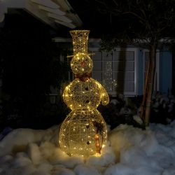 Alpine Corporation  Gold Wire Holiday Décor Snowman with Warm White LED Lights Extra Large