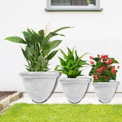 Alpine Corporation Indoor/Outdoor Vase Planters with Drainage Holes and Plugs, White (Set of 3)