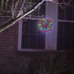 Alpine Corporation 8"H Indoor/Outdoor Flashing Sphere Hanging Ornament with Multi-Colored LED Lights