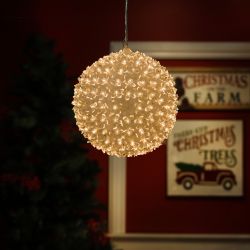 Alpine Corporation 8"H Indoor/Outdoor Twinkling Sphere Hanging Ornament with Warm White LED Lights