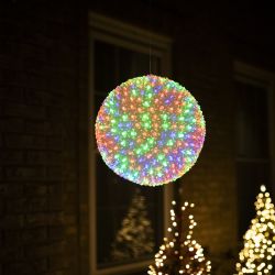 Alpine Corporation 13"H Indoor/Outdoor Flashing Holiday Round Ornament With Multi-Colored LED Lights