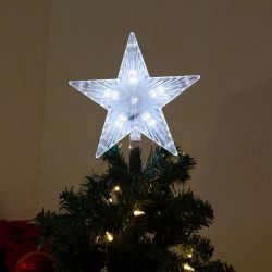 Alpine Corporation Flashing Star Tree Topper with Cool White LED Lights
