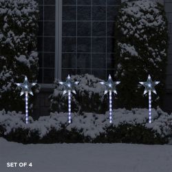 Alpine Corporation Shooting Star Garden Stake with 72 Cool White LEDs -Set of 4