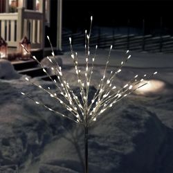 Alpine Corporation 39"H Indoor/Outdoor Metallic Foil Tree Stake Holiday Decoration with White LED Lights