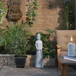 Cement Gray Standing Buddha Statue