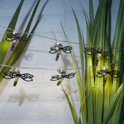 Alpine Corporation 93"L Indoor 10-Bulb Decorative Metal Dragonfly LED String Lights