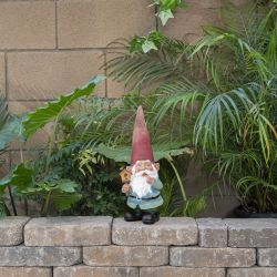 Gnome Holding a Birdhouse Statue
