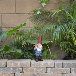 Hunting Blue Shirt Garden Gnome Statue