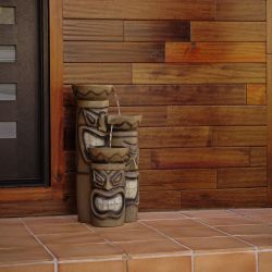 Triple Tiki Fountain with LED Lights