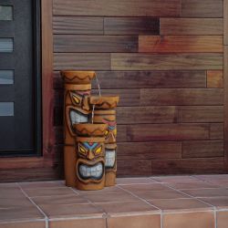17"L Triple Tiki Fountain with LED Lights