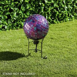 Mosaic Gazing Globe with Purple Embossed Tile Pattern