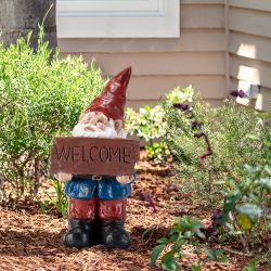 Alpine Corporation Welcome Sign Gnome Statue