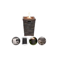 Alpine Corporation 22"L Stone Look Column 32K BTU  Gas Fire Pit with Adjustable Flame