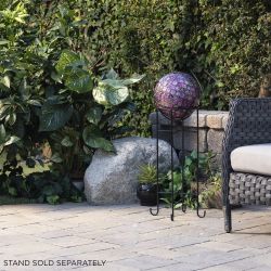 Mosaic Gazing Globe with Pink Embossed Tile Pattern