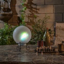Alpine Corporation White Glass Gazing Globe w/Color Changing LEDs and Stand