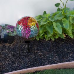 10" Colorful Mosaic Leaves Gazing Globe