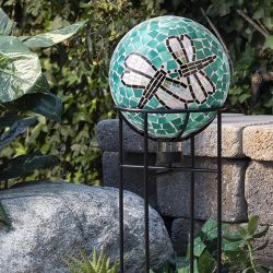 10" Mosaic Dragonfly Duo Gazing Globe