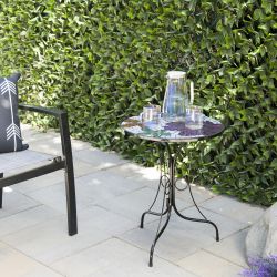 Alpine Corporation 18" Round Indoor/Outdoor Metal Decorative Table with Multicolor Floral Mosaic Tile Top