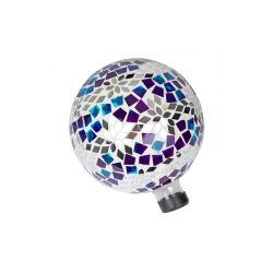 Alpine Corporation 12"L Mosaic Gazing Globe with Mirrored Floral Pattern