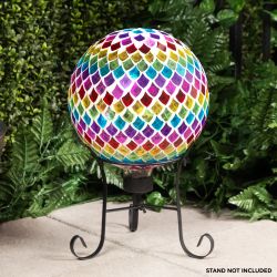Multicolor Glass Gazing Globe with Mosaic Teardrop Design