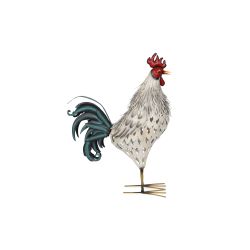 Alpine Corporation 30"L Metal White Feathered Rooster Decor