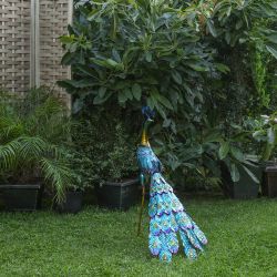Graceful Metal Peacock Garden Decor