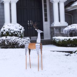 Metal Rustic Standing Reindeer Decor
