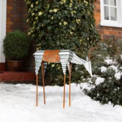 Metal Rustic Grazing Reindeer Decor