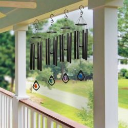 Ebony Tuned Wind Chimes w/Color Agate-Asst'd Master Pk of 4
