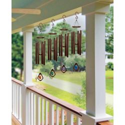 Bronze Tuned Wind Chimes w/Color Agate-Asst'd Master Pk of 4