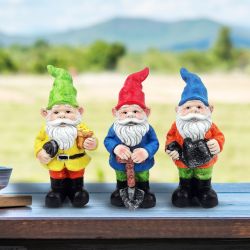 Colorful Garden Gnome Statue - Assorted Tray Pack of 9