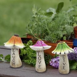 Live, Love, Laugh Mushroom Decor Assorted Tray Pack of 9