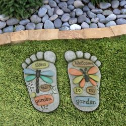 Foot Shaped Dragonfly & Butterfly Stepping Stone 