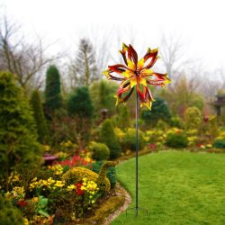 Dual Spinning Flame Kinetic Garden Stake