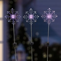Alpine Corporation 24"L Solar Winter Snowflake Stake w/LED-Asstd Display of 6