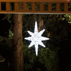 Alpine Corporation Hanging Christmas 3D Star with 75 Cool White LED Lights