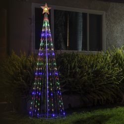 Alpine Corporation 86"H Indoor Artificial Christmas Tree with Multi-Colored Lights and Star Topper