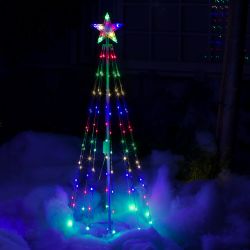 Alpine Corporation Small Tower Christmas Tree with Multi-Functional LED Lights