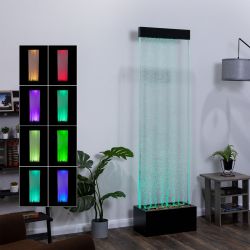 Alpine Corporation 72"H Indoor Bubble Wall Fountain with Color-Changing LED Lights and Remote, Black