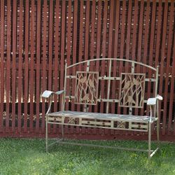 Alpine Corporation 45" x 22" Outdoor 2 Person Metal Garden Bench with Bird Design