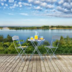 Alpine Corporation Indoor/Outdoor 3-Piece Bistro Set Folding Table and Chairs Patio Seating, Gray