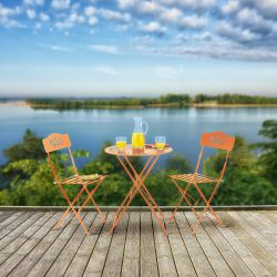 Alpine Corporation Indoor/Outdoor 3-Piece Bistro Set Folding Table and Chairs Patio Seating, Orange