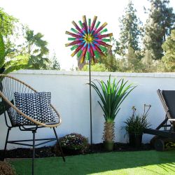 Prismatic Flower Kinetic Wind Spinner Stake