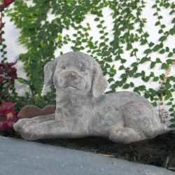 Alpine Corporation Weathered Stone Puppy Laying Down Statue