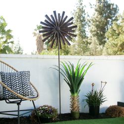 Bronze Floral Kinetic Wind Spinner Stake
